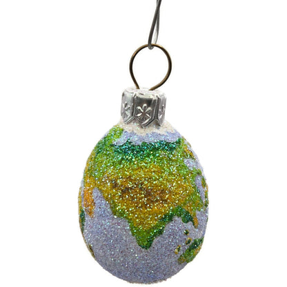 Patricia Breen Miniature Egg Worldly Earth Globe Blue Green Easter Tree Ornament