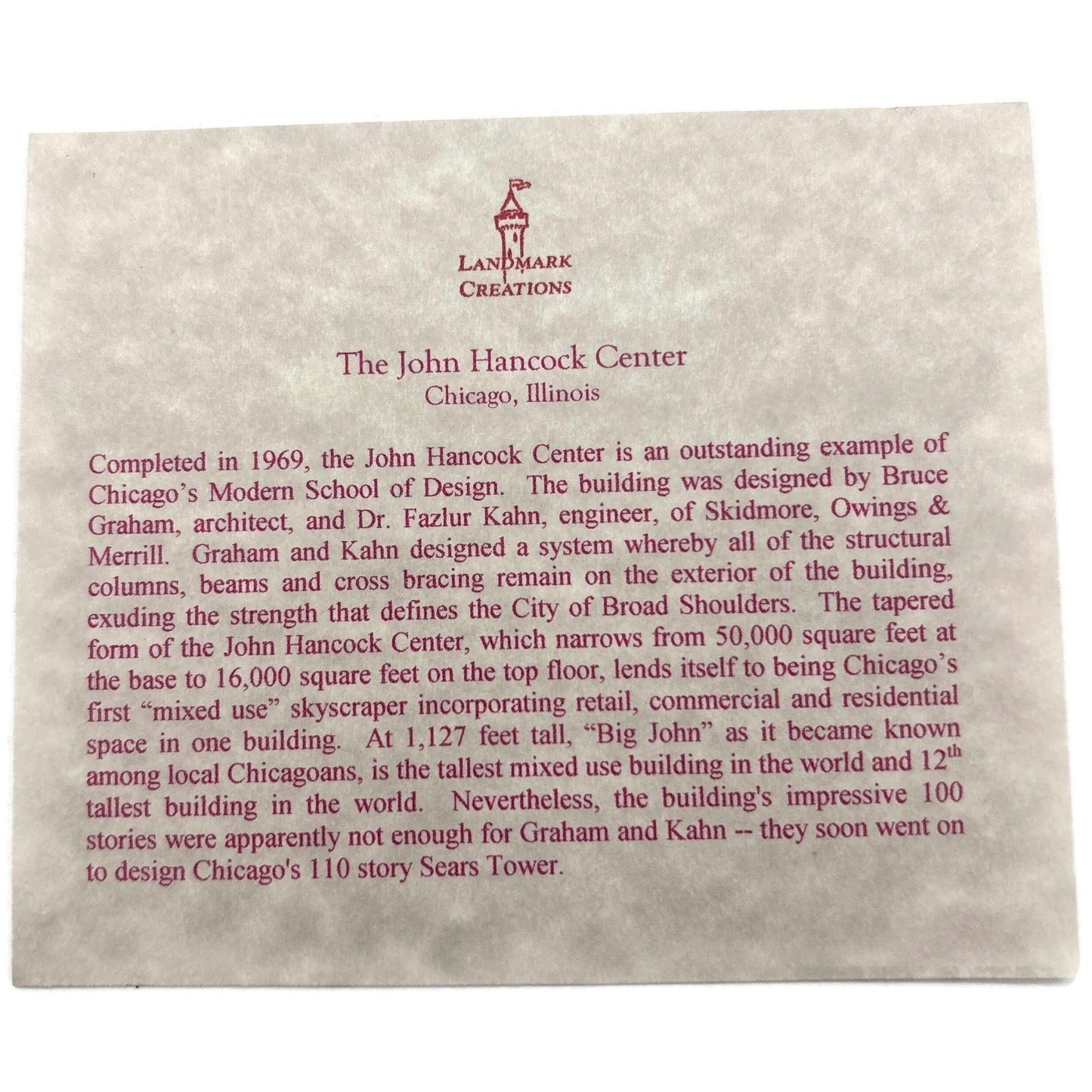 Landmark Creations The John Hancock Center European Glass Christmas Ornament