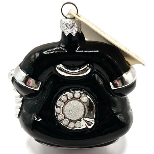 Patricia Breen Fine Phone Black Hand Blown Glass Christmas Tree Ornament