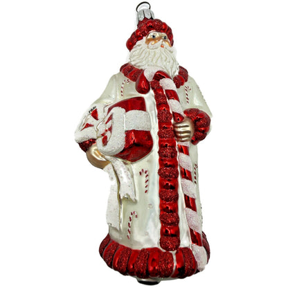 Patricia Breen Candy Cane Claus Red Matte Santa Present Christmas Ornament 2105