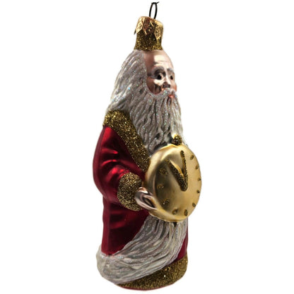 Patricia Breen Round Midnight Red Santa Claus Father Time Christmas Ornament