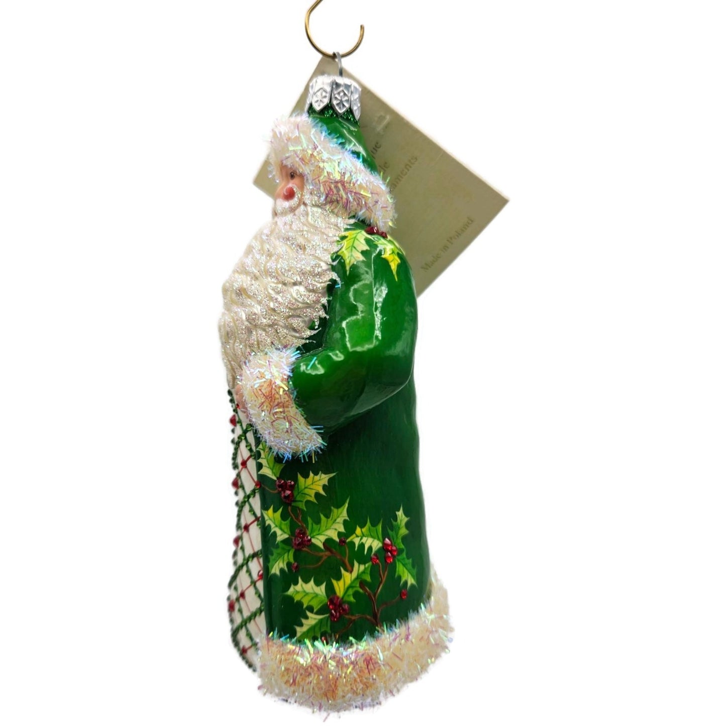 Patricia Breen Aberdeen Claus Jeweled Argyle Green Christmas Tree Ornament