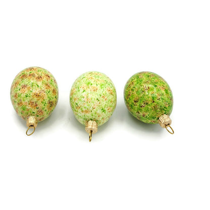 Patricia Breen Medium Egg Trio Artic Warbler Green Spring Easter Ornament Set