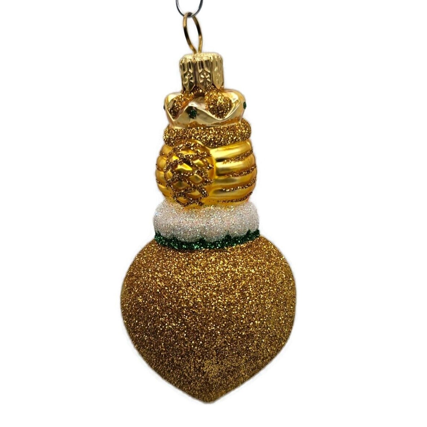 Patricia Breen Miniature Queen of Hearts Green Gold Glittered Christmas Ornament