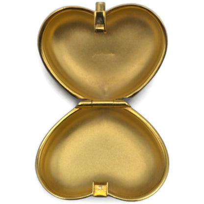 Judith Leiber Heart Crystal Pill Box Multicolor Pave Gold Tone Signed 2 inches