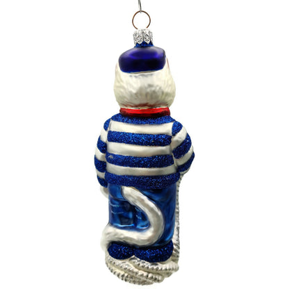 Patricia Breen Marseilles Cat Blue Silver Anchor Summer Nautical Tree Ornament