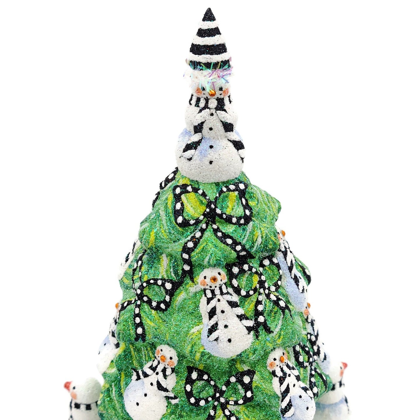 Patricia Breen Snowman Topiary Black White Free Standing Christmas Ornament