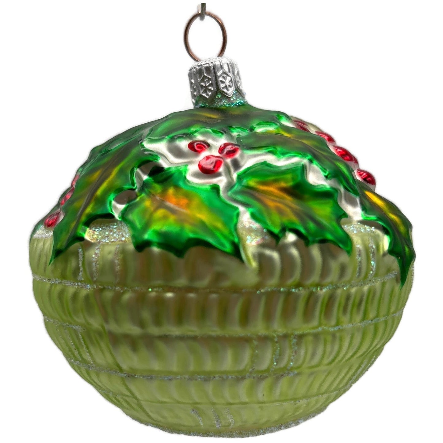 Patricia Breen Holly Basket Green Light Red Christmas Tree Ornament