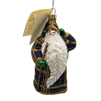 Patricia Breen Santa For Jason Plaid Purple Glittered Christmas Holiday Ornament