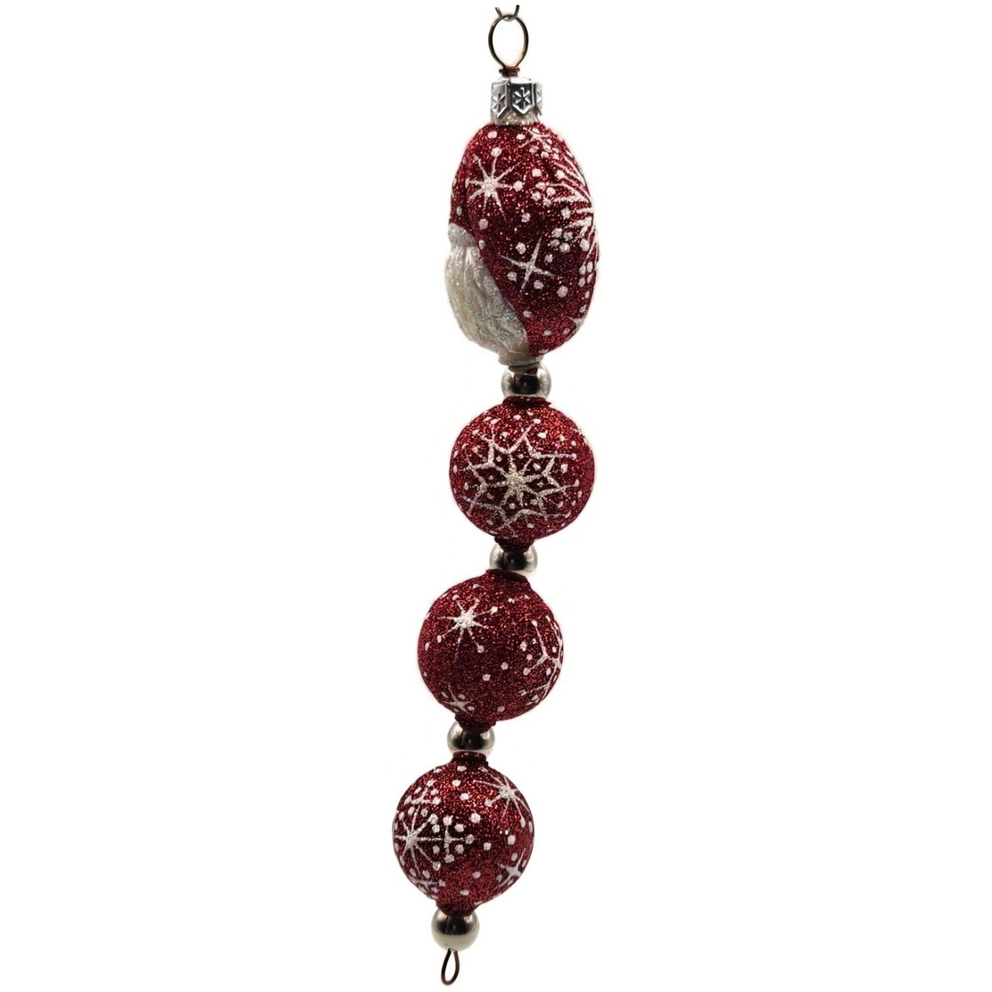 Patricia Breen Santa Claus Kinetic Icicle Red Snowflakes Christmas Tree Ornament