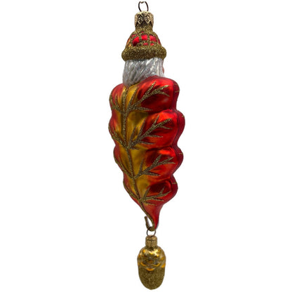 Patricia Breen Oak Leaf Santa Orange Matte Fall Autumn Christmas Ornament NM