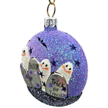 Patricia Breen Mount Auburn Medallion Graveyard Ghost Purple Halloween Ornament