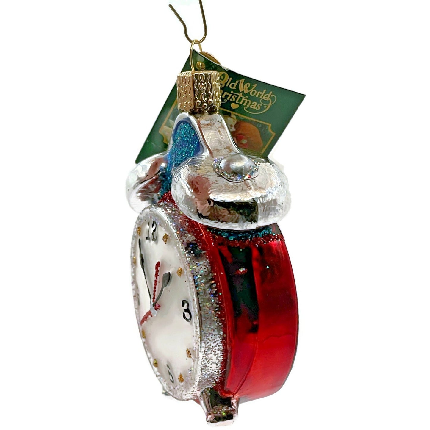 Alarm Clock Red Ornament Blown Glass OWC Old World Christmas Holiday Tree Decor