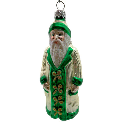 Patricia Breen Clover Santa Claus St Patricks Gold Green Christmas Tree Ornament