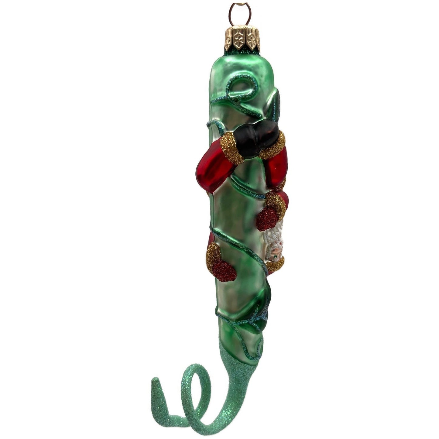 Patricia Breen Santa and the Beanstalk Red Green Matte Christmas Tree Ornament