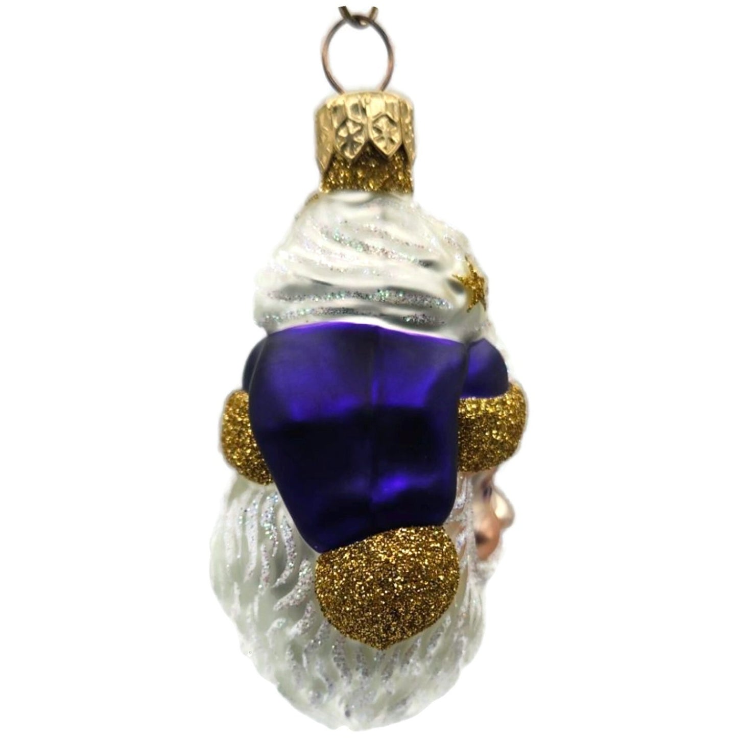 Patricia Breen Merry Olde Elf Purple Santa Head Stars Christmas Tree Ornament