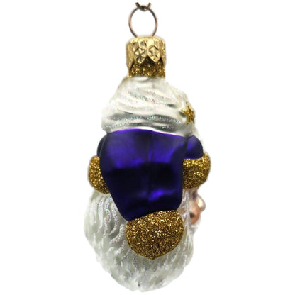 Patricia Breen Merry Olde Elf Purple Santa Head Stars Christmas Tree Ornament