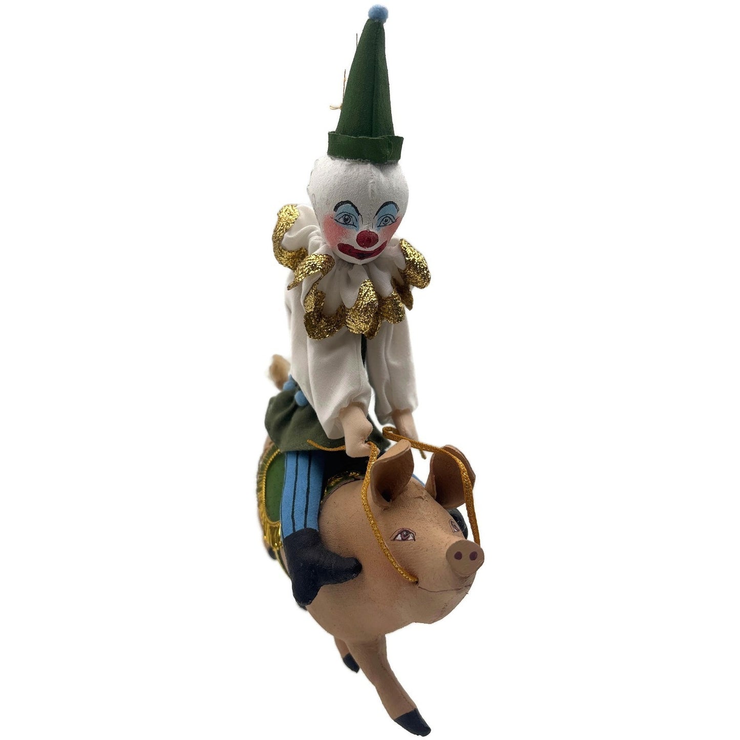 Gladys Boalt Circus Clown On Pig Fabric Handmade Christmas Ornament Signed