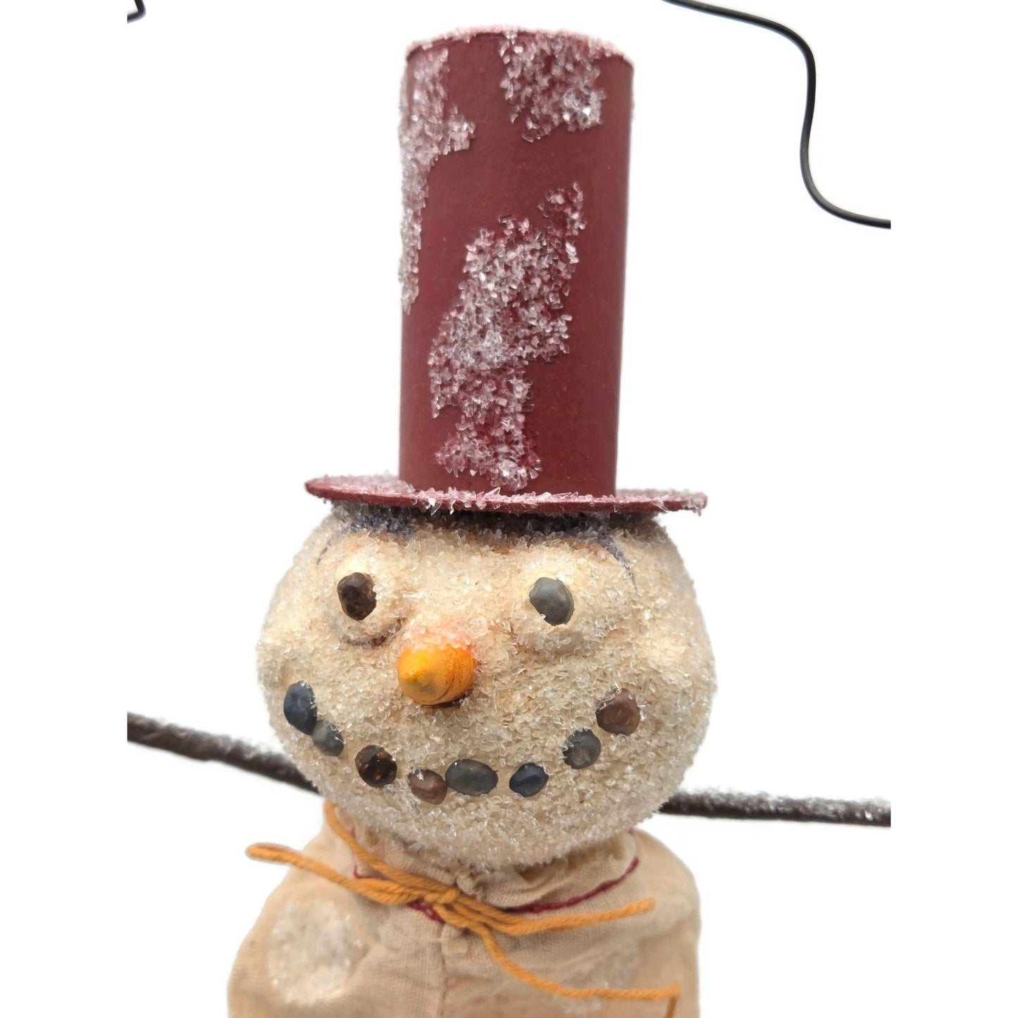 Rucus Studios Scott Smith Snowman Ornament 2001 Handmade Folk Art wtih Red Hat