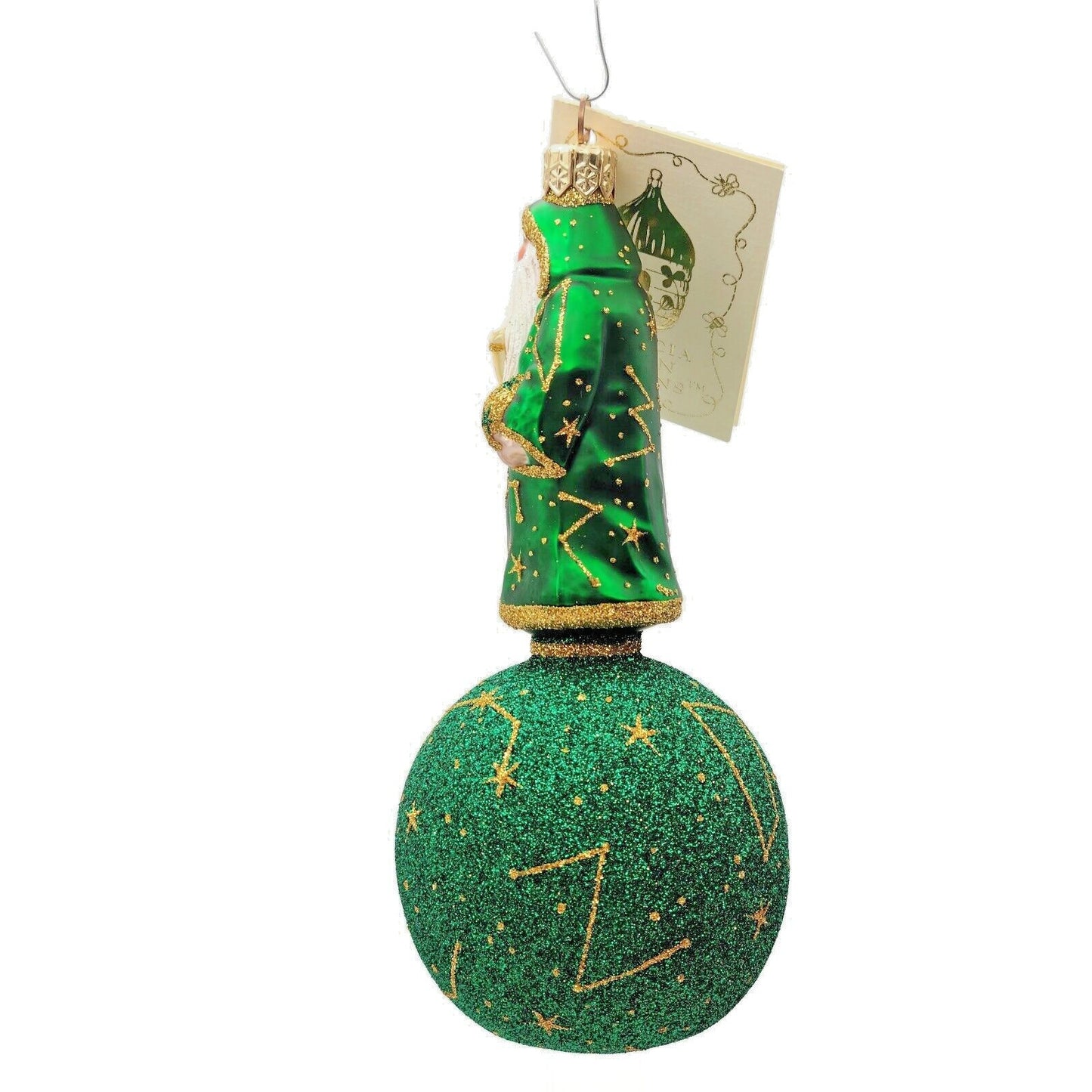 Patricia Breen Miniature Copernicus on Sphere Green Gold Christmas Tree Ornament