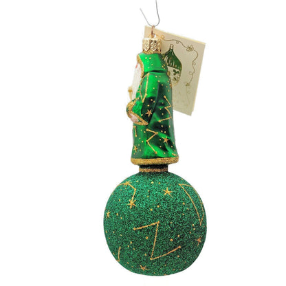 Patricia Breen Miniature Copernicus on Sphere Green Gold Christmas Tree Ornament