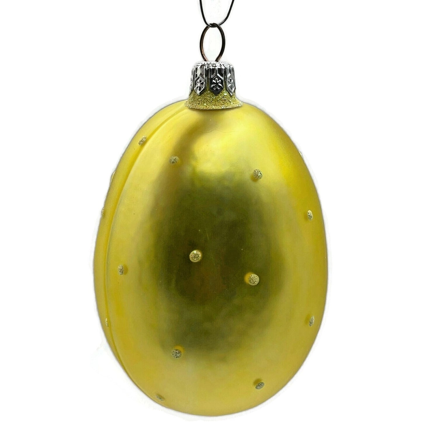 Patricia Breen Jelly Bean Santa Claus Yellow Matte Glittered Polka Dot Ornament
