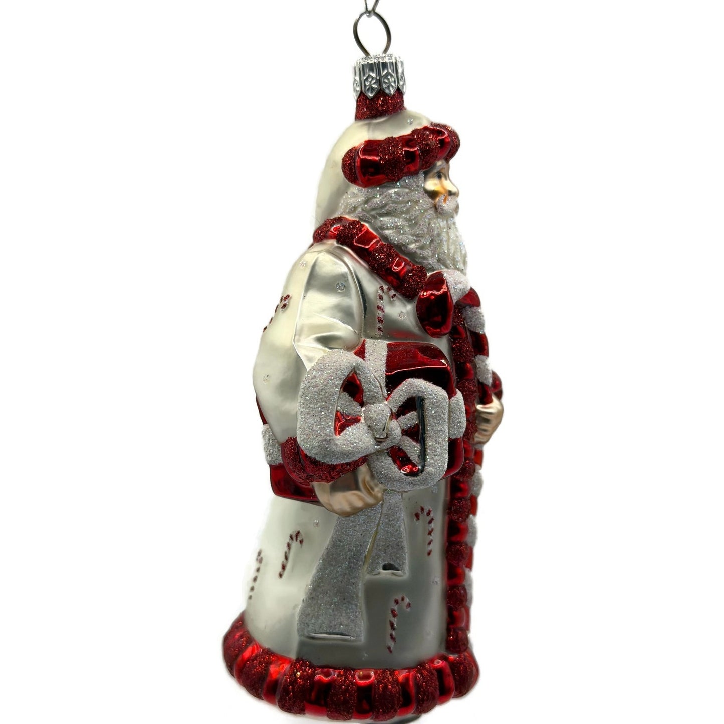 Patricia Breen Candy Cane Claus Red Matte Santa Present Christmas Ornament 2105