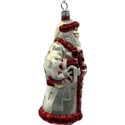 Patricia Breen Candy Cane Claus Red Matte Santa Present Christmas Ornament 2105