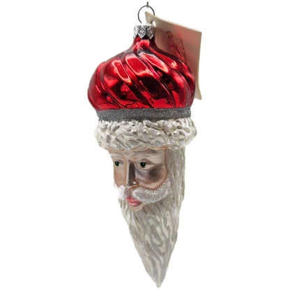 Patricia Breen Minsk Santa Red Shiny Santa Head Christmas Tree Ornament