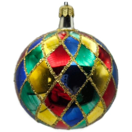 Christopher Radko Carnival Harlequin Ball Orb Christmas Tree Ornament