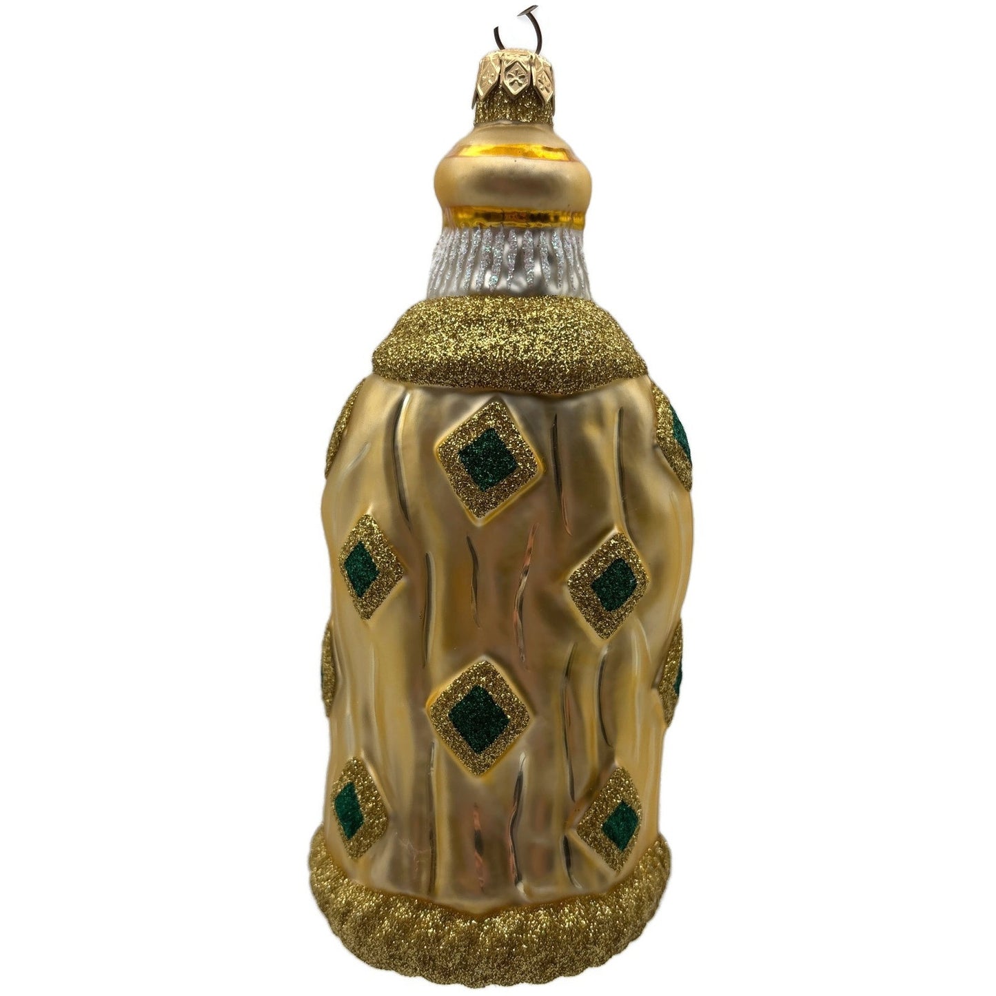 Patricia Breen Bijoux Santa Green Squares Gold Christmas Tree Ornament NM