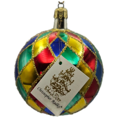 Christopher Radko Carnival Harlequin Ball Orb Christmas Tree Ornament
