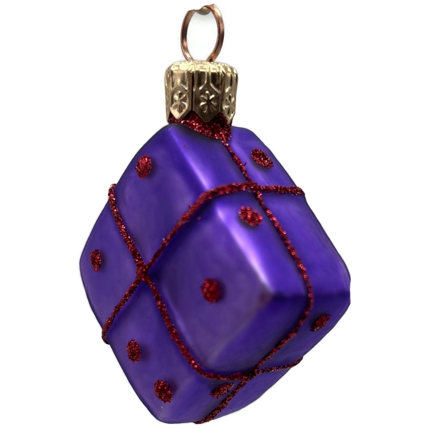 Patricia Breen Beribboned Present Purple Red Polka Dots Gift Christmas Ornament
