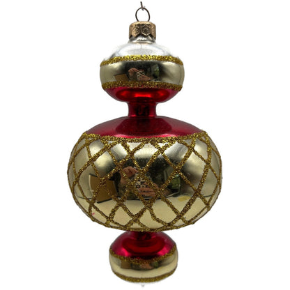 Christopher Radko Jumbo Spintops Red Gold Christmas Tree Ornament 93-302-0