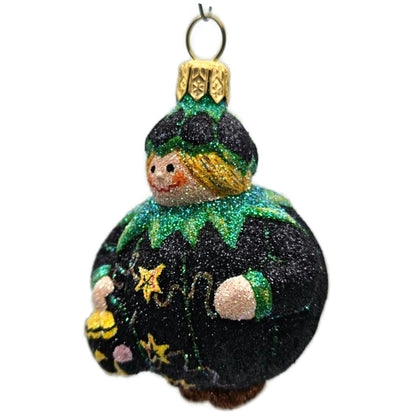 Patricia Breen Trickster Pumpkin Back Black Orange Glass Halloween Ornament 2651
