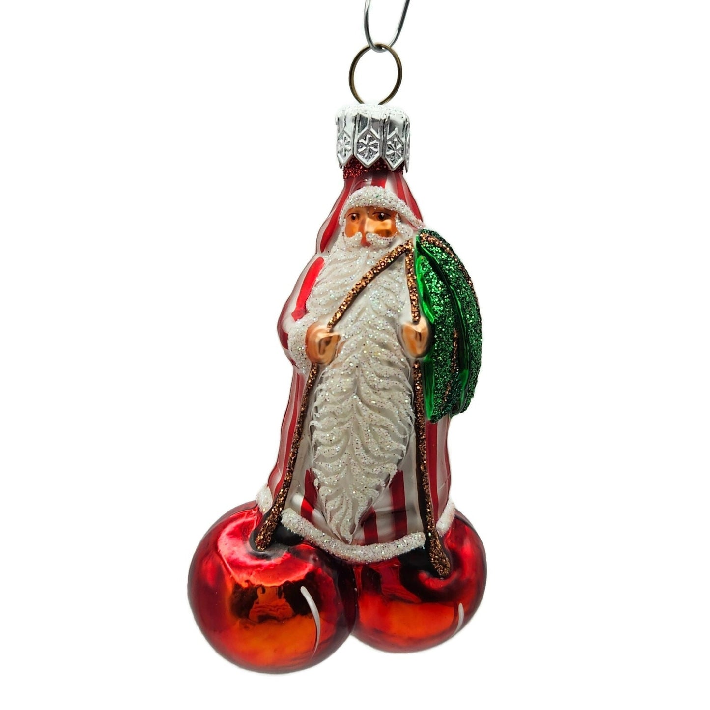 Patricia Breen Cerise Santa Claus Striped Cherry Fruit Christmas Tree Ornament