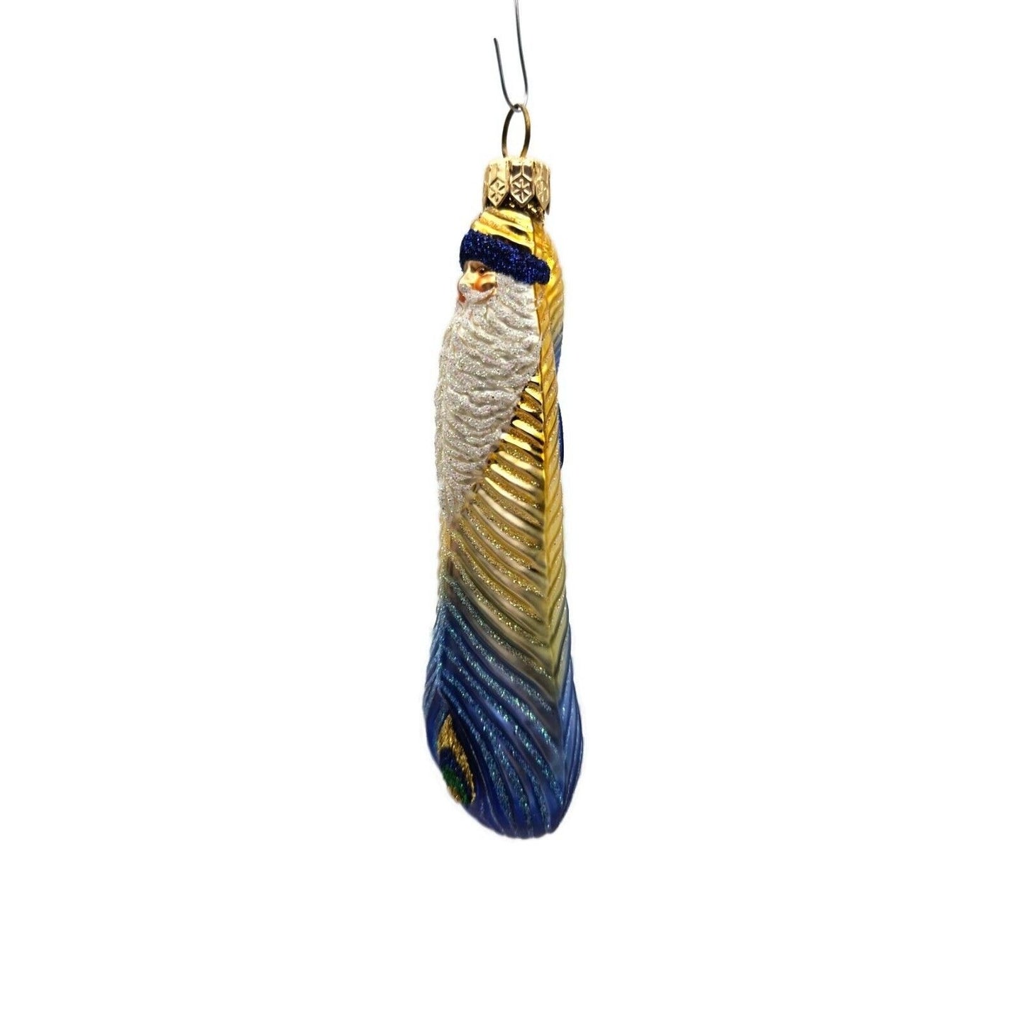 Patricia Breen Peacock Icicle Blue Gold Santa Claus Christmas Tree Ornament