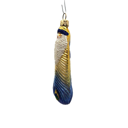 Patricia Breen Peacock Icicle Blue Gold Santa Claus Christmas Tree Ornament
