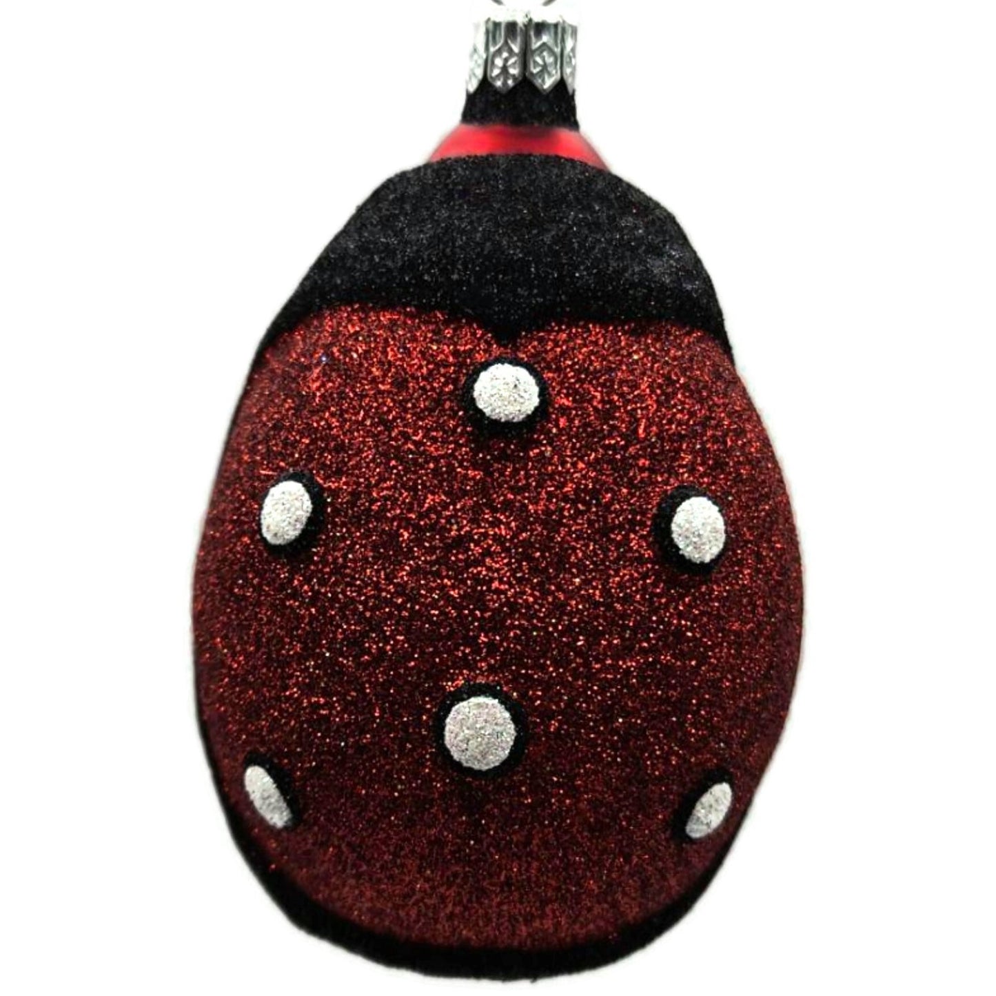 Patricia Breen Ladybug Santa Red Black Glittered Spring Christmas Tree Ornament