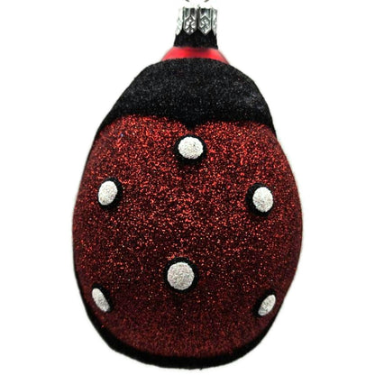 Patricia Breen Ladybug Santa Red Black Glittered Spring Christmas Tree Ornament