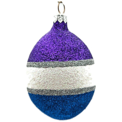 Patricia Breen Egg Blue White Purple Striped Easter Christmas Tree Ornament TCS