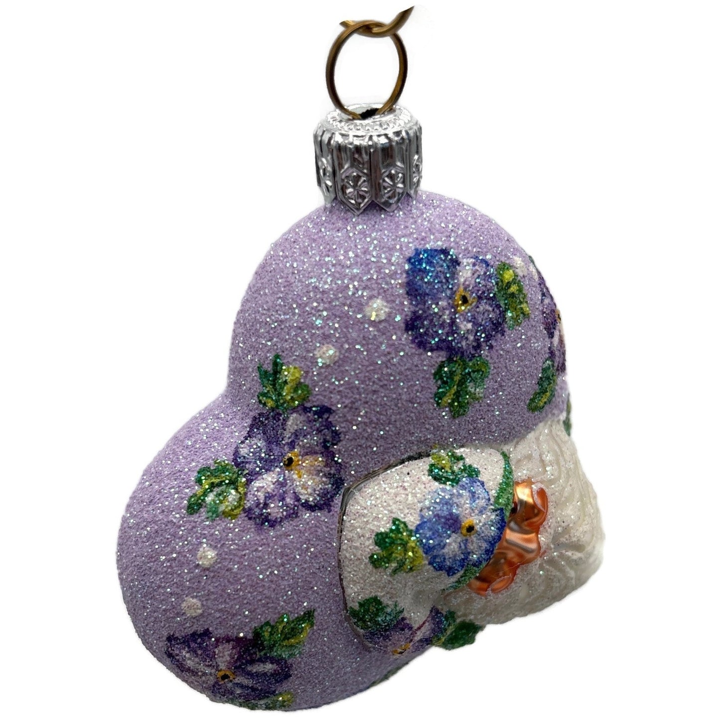 Patricia Breen Never Forget Pansies Lavender Heart Santa Christmas Ornament