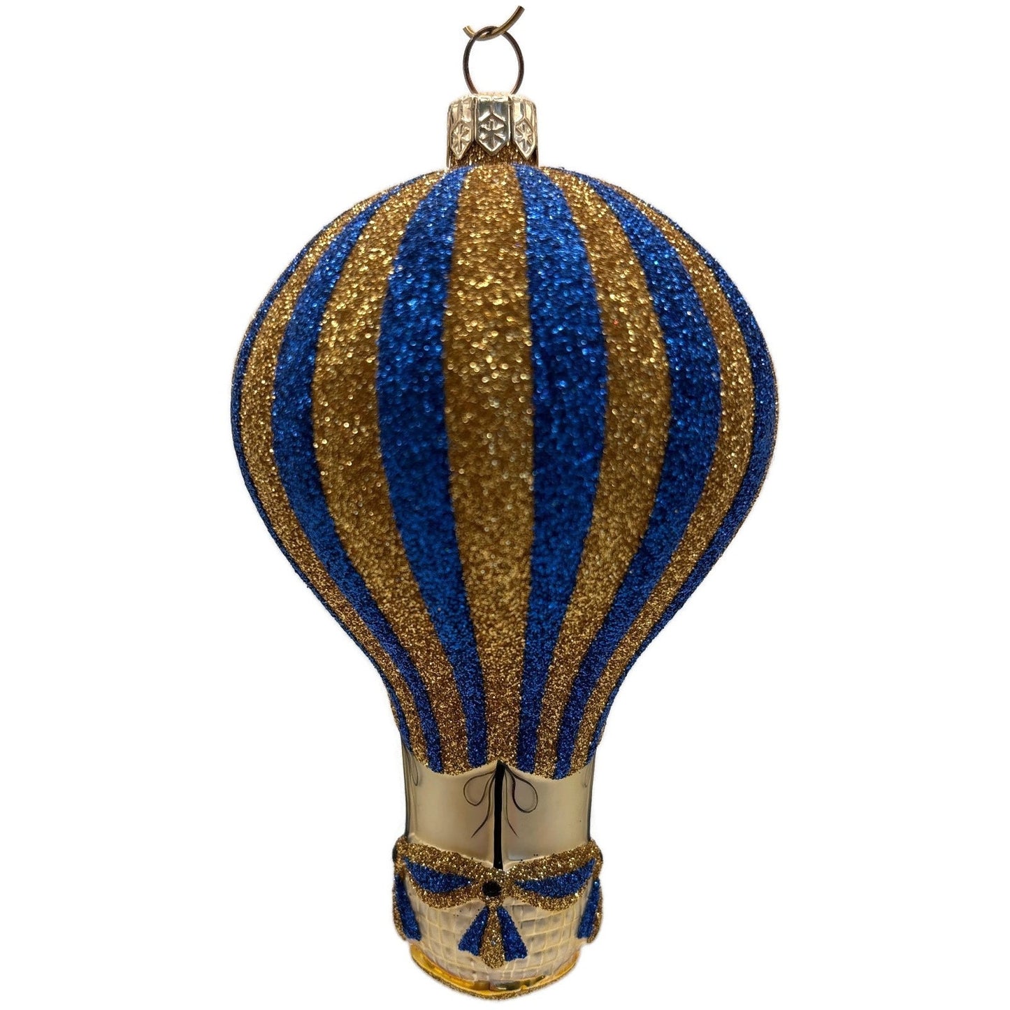 Patricia Breen Petite Balon Blue Gold Striped Balloon Christmas Tree Ornament