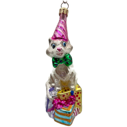 Christopher Radko Party Puss Cat Gifts Easter Christmas Tree Ornament 01-0403-0