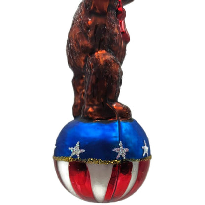 Christopher Radko Teddy For President Patriotic Bear Christmas Ornament July 4th