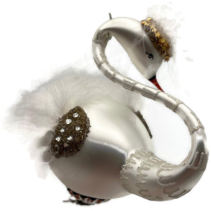 White Swan Glass Clip On Christmas Tree Ornament Timothy De Clue Exclusive