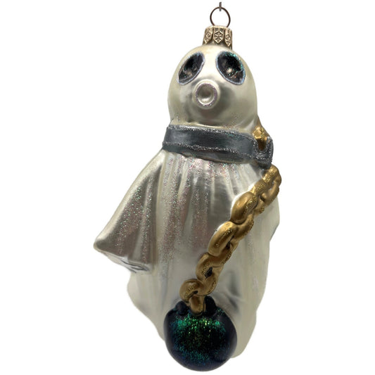Halloween Ghost Ball Chain White Gold Christmas Ornament Kurt Adler Polonaise