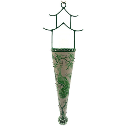 Patricia Breen Pagoda Cornucopia Peacock Chinoiserie Green Christmas Ornament
