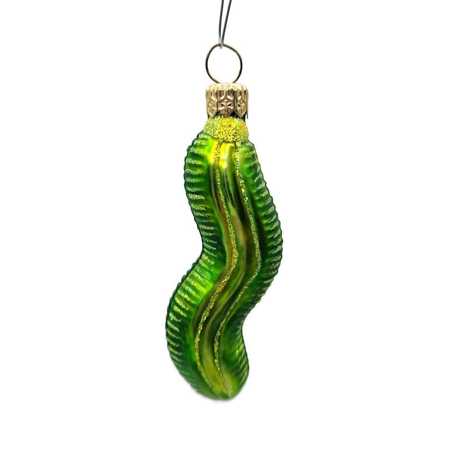 Patricia Breen Bugs Caterpillar Green Glittered Christmas Holiday Ornament 2311