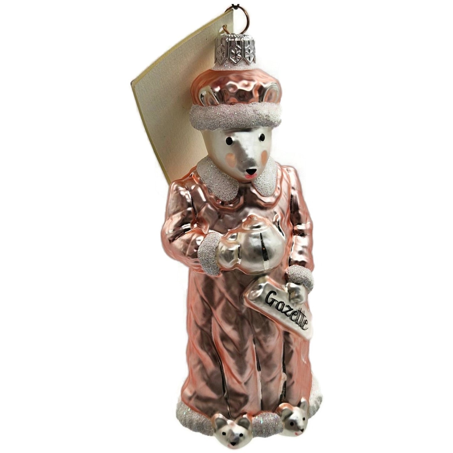Patricia Breen Mrs Mouse Pink Gazette Hand Blown Glass Christmas Tree Ornament